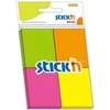 Lipnūs lapeliai StickN 21091, 38x51mm, 4 spalvos po 50vnt, įvairių neoninių spalvų, blisteryje