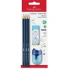 Pieštukų rinkinys Faber-Castell 1111 HB, 3 pieštukai, drožtukas ir trintukas, įvairių spalvų
