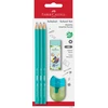 Pieštukų rinkinys Faber-Castell 1111 HB, 3 pieštukai, drožtukas ir trintukas, įvairių spalvų