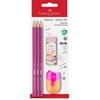 Pieštukų rinkinys Faber-Castell 1111 HB, 3 pieštukai, drožtukas ir trintukas, įvairių spalvų