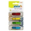*Plastikiniai žymekliai Stick´N 26018, 45x12mm, strėlytės formos, 4 spalvos po 30 vnt.,blisteryje