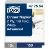 Servetėlės Tork (477554), vakarienės, 2 sluoksniai, 150vnt., baltos spalvos