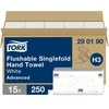 Servetėlės Tork Flushable Singlefold Advanced H3 (290190), 2 sluoksniai, baltos spalvos, 250 lapelių