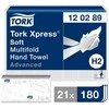 Servetėlės Tork Multifold Advanced Soft H2 (120398), 2 sluoksniai, baltos spalvos, 180 lapelių