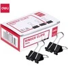 Spaustukai DELI 19mm, 12vnt/pak, juodos spalvos