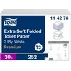 Tualetinis popierius Tork Extra Soft Folded T3, 114276, 2 sluoksniai, 252 lapeliai, baltos spalvos, 1vnt