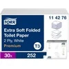 Tualetinis popierius Tork Extra Soft Folded T3, 114276, 2 sluoksniai, 252 lapeliai, baltos spalvos, 1vnt