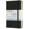Užrašų knygelė Moleskine, 9x14cm, baltais akvareliniais lapais, kietu viršeliu, juodos spalvos