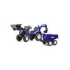 Pedalinis traktorius FALK New Holland su priekaba mėlynas