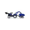 Pedalinis traktorius FALK New Holland su priekaba mėlynas