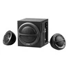 Kompiuterio kolonėlės Fenda F&amp;D A111X 2.1 daugialypės terpės garsiakalbiai, 35 W RMS (11 Wx2 + 13 W), 2x4 colių palydovai + 4 colių žemųjų dažnių garsiakalbis, BT 5.0 / AUX / USB / FM / nuotolinio valdymo pultas / medinis / Juodas