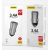 Įkroviklis automobilinis Dudao (2xUSB; 3.4A) sidabrinis