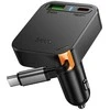 Automobilinis įkroviklis Hoco su ištraukiamu laidu 2 x USB C + USB A QC PD 65W NZ18 juodas
