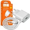 Įkroviklis Denmen (DC09T-W) + type-C kabelis (1xUSB 2.4A) baltas