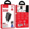 Telefono įkroviklis Hoco USB A + USB C QC3.0 PD 3A 30W + laidas USB C į USB C N63 juodas