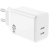 Įkroviklis NCC (2xUSB-C; 45W) baltas