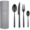 Verlo 24-piece cutlery set with tube, Su Juodas
