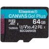 Atminties kortelė KINGSTON 64 GB Micro SDXC CANVAS GO! PLUS GEN4 200R A2 U3 be adapterio