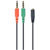 GEMBIRD CCA-418 3,5 mm 4 kontaktų lizdo į 2x3,5 mm stereo kištuką adapterio kabelis, juodas