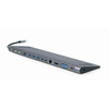 GEMBIRD A-CM-COMBO9-01 USB Type C 9in1 kelių prievadų adapteris USB šakotuvas HDMI VGA PD kortelių skaitytuvas LAN 3.5mm garso erdvė pilkas