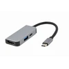 GEMBIRD A-CM-COMBO3-02 Multi Port Adapteris USB type C 3in1 USB port + HDMI + PD sidabrinis