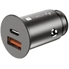 TECHLY mini automobilinis įkroviklis USB-A ir USB-C greitas įkrovimas 3.0 38W Juodas metalas