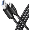 Axagon duomenų ir įkrovimo USB 3.2 Gen1 kabelis, kurio ilgis 2 m. 3A. Juodas pynė.
