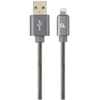GEMBIRD CC-USB2S-AMLM-1M-BG Gembird Premium spiralinis metalinis 8 kontaktų įkrovimo ir duomenų kabelis, 1m, metalinis-pilkas