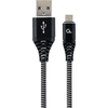 GEMBIRD CC-USB2B-AMmBM-2M-BW Premium medvilninis pintas Micro-USB įkrovimo ir duomenų laidas 2m juodas/baltas