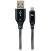 GEMBIRD CC-USB2B-AMmBM-1M-BW Premium medvilninis pintas Micro-USB įkrovimo ir duomenų laidas 1m juodas/baltas