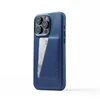 Dėklas Troubadour Goods Limited Mujjo Full Leather Wallet Case – dėklai, sukurti iPhone 15 Pro Max, suderinami su MagSafe (monaco mėlynas)
