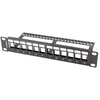 LANBERG patch panel blank 12 port 1U su organizatoriumi Keystone moduliams juodas