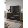 Komoda 120 cm su 6 stalčiais – Sonoma ąžuolas / juoda