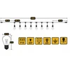Lauko LED girlianda 20 m, 20 E27 LED lempučių, IP44, storas juodas kabelis, šiltai balta