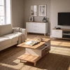 TV staliukas Skandinaviško stiliaus kavos staliukas su lentynėle 92 × 50 × 48 cm, baltas / ąžuolas Wotan