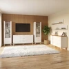 Vitrina Oslo 175 x 40 x 40 cm, balta, 2 stalčiai, stiklinės durelės, skandinaviško stiliaus