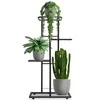 4 pakopų stovas gėlių vazonams, juodas metalas, 92 cm