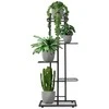 5 pakopų stovas gėlių vazonams, juodas metalas, 107 cm