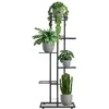 6 pakopų stovas gėlių vazonams, juodas metalas, 118 cm