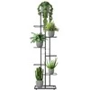 8 pakopų metalinis gėlių stovas vazonams, juodas, 153 cm