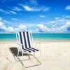Alan sulankstoma turistinė kėdė, tamsiai mėlynos spalvos juostelės