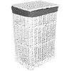 Baltų ir pilkų pintų krepšelių rinkinys 72 l ir 114 l