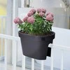 Balustrade gėlių vazonas / pakabinama balkono augalų dėžė, juoda, 39,5 cm
