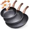 Juodas&amp;WOOD granitinės keptuvės rinkinys, 3 vnt. 20/24/28 cm