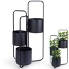 Juodo metalo 3 pakopų gėlių stovas 33x24x57 cm
