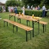 Lauko baldų komplektas LAGER plieno ir medinis komplektas: stalas + 2 suolai 220 cm