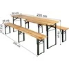 Lauko baldų komplektas LAGER plieno ir medinis komplektas: stalas + 2 suolai 220 cm