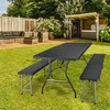 Lauko baldų komplektas Maitinimo komplektas Rotango juodas stalas 180 cm + 2 suolai