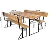 Lauko baldų komplektas PORTER plieno ir medinis sodo komplektas 175 cm stalas + 2 suolai