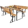 Lauko baldų komplektas PORTER plieno ir medinis sodo komplektas 175 cm stalas + 2 suolai